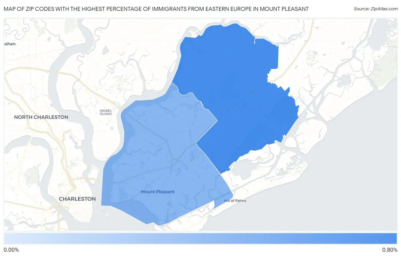 Zip Codes with the Highest Percentage of Immigrants from Eastern Europe in Mount Pleasant Map