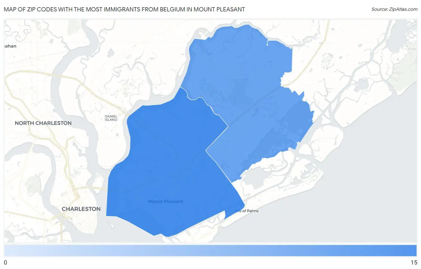 Zip Codes with the Most Immigrants from Belgium in Mount Pleasant Map
