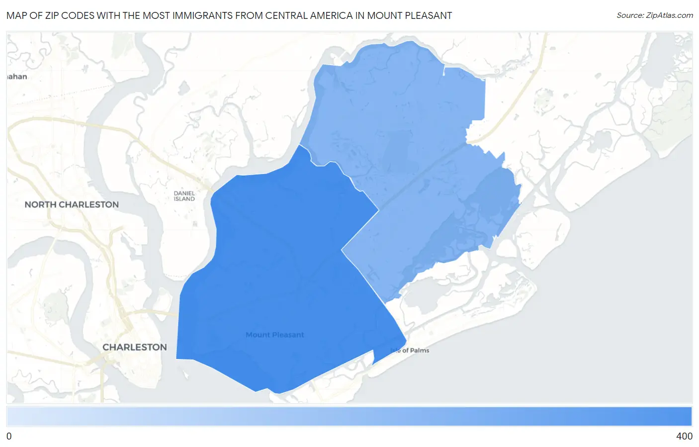 Zip Codes with the Most Immigrants from Central America in Mount Pleasant Map