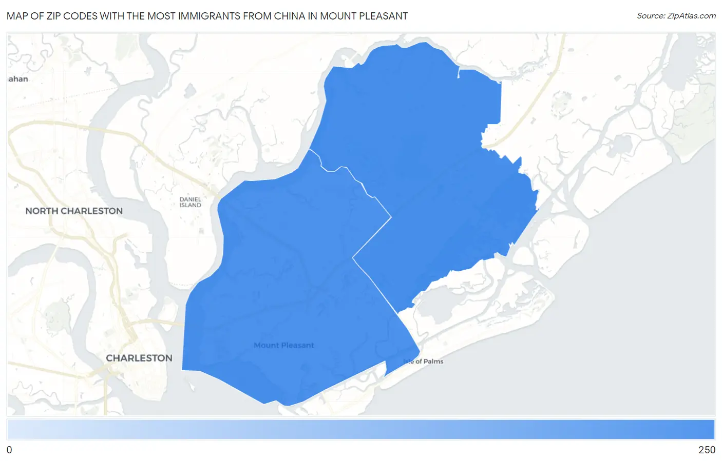Zip Codes with the Most Immigrants from China in Mount Pleasant Map