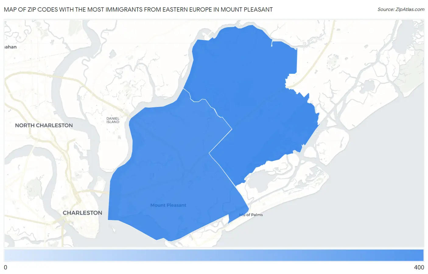 Zip Codes with the Most Immigrants from Eastern Europe in Mount Pleasant Map