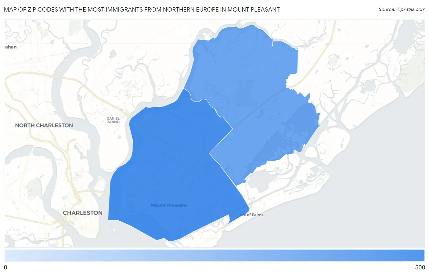 Zip Codes with the Most Immigrants from Northern Europe in Mount Pleasant Map