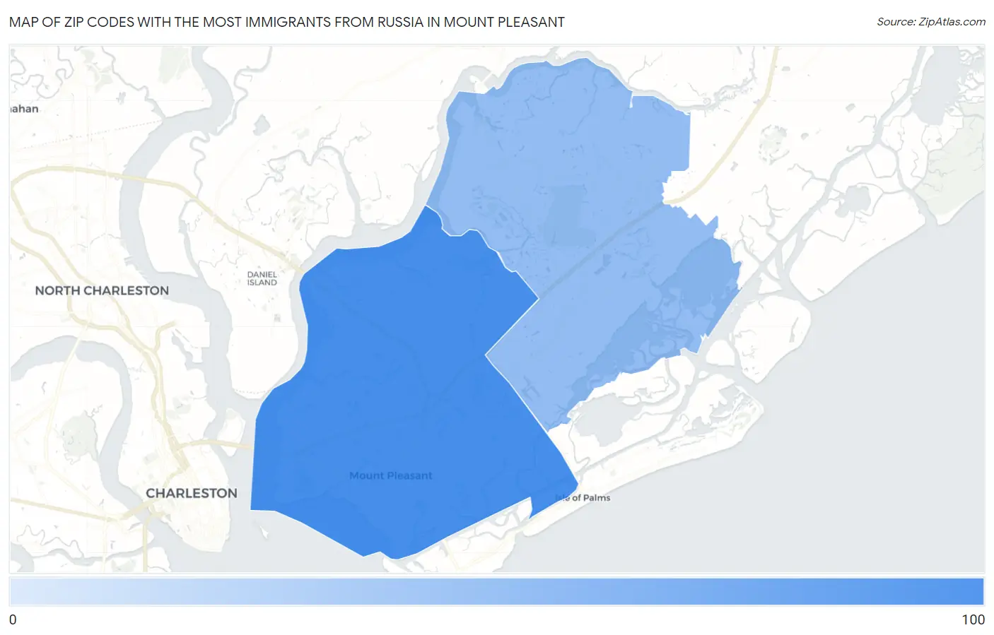 Zip Codes with the Most Immigrants from Russia in Mount Pleasant Map