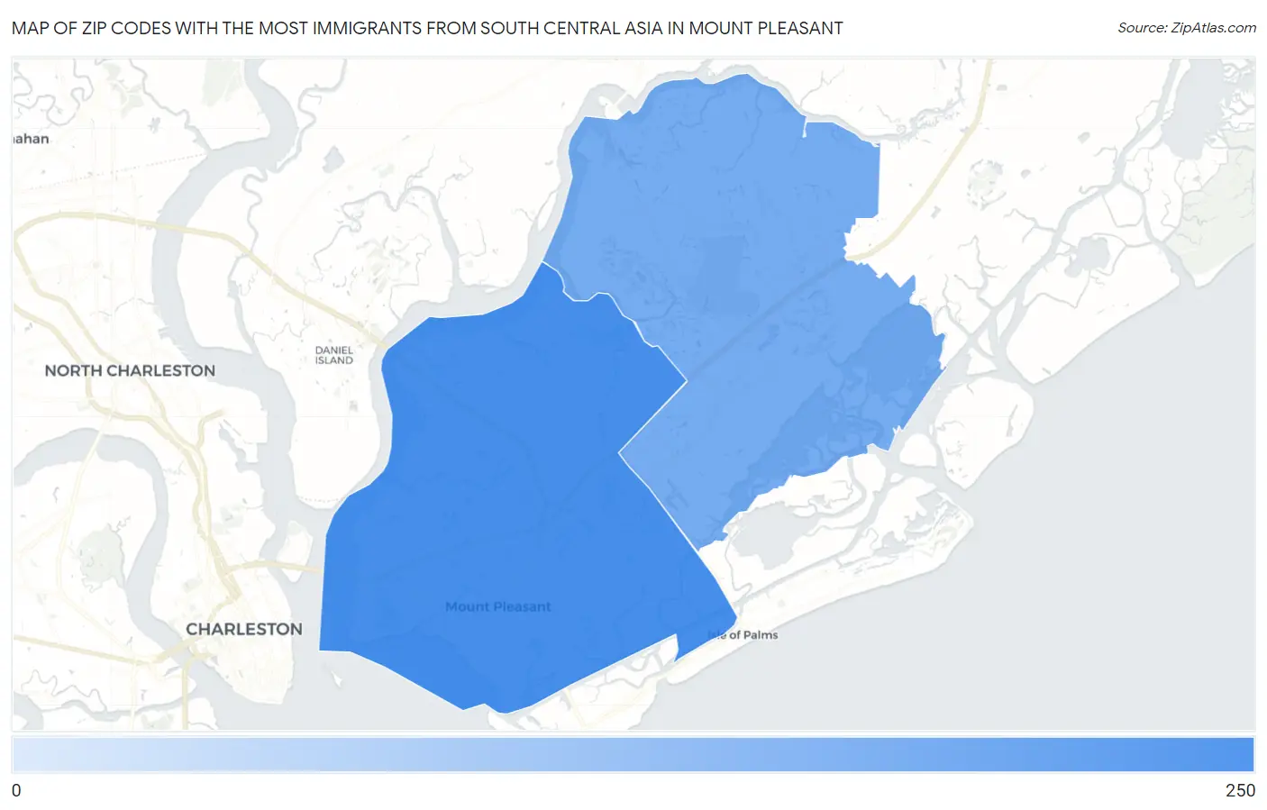 Zip Codes with the Most Immigrants from South Central Asia in Mount Pleasant Map