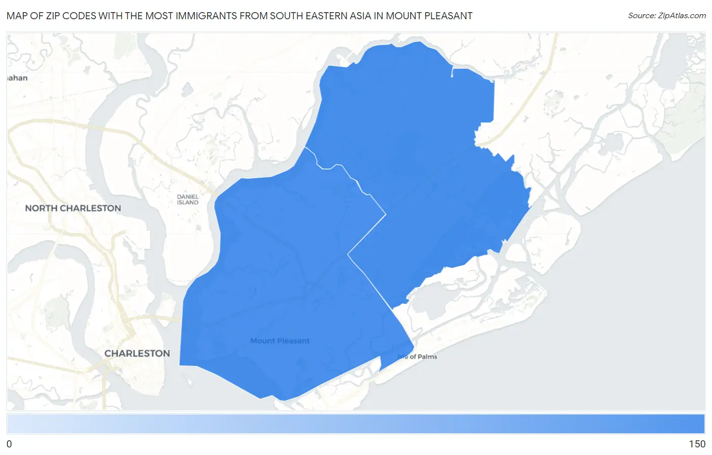 Zip Codes with the Most Immigrants from South Eastern Asia in Mount Pleasant Map