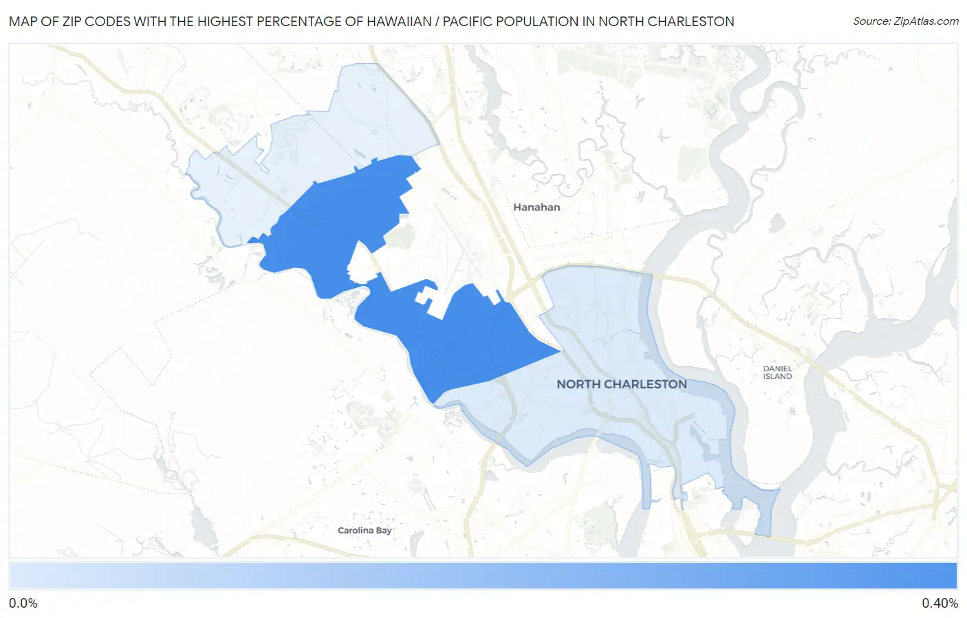 Zip Codes with the Highest Percentage of Hawaiian / Pacific Population in North Charleston Map