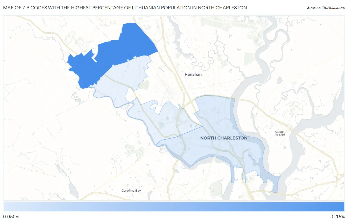 Zip Codes with the Highest Percentage of Lithuanian Population in North Charleston Map