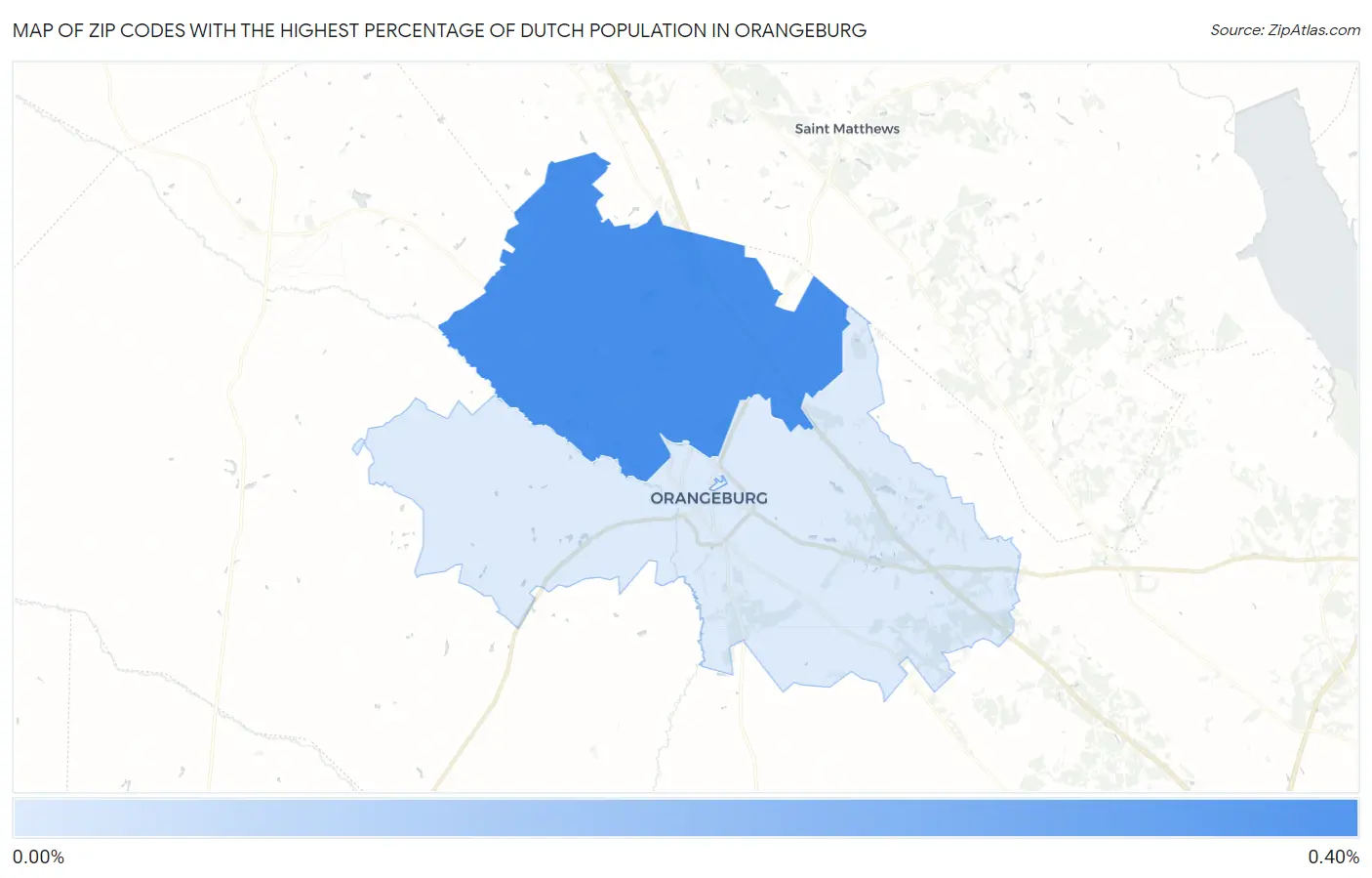 Zip Codes with the Highest Percentage of Dutch Population in Orangeburg Map