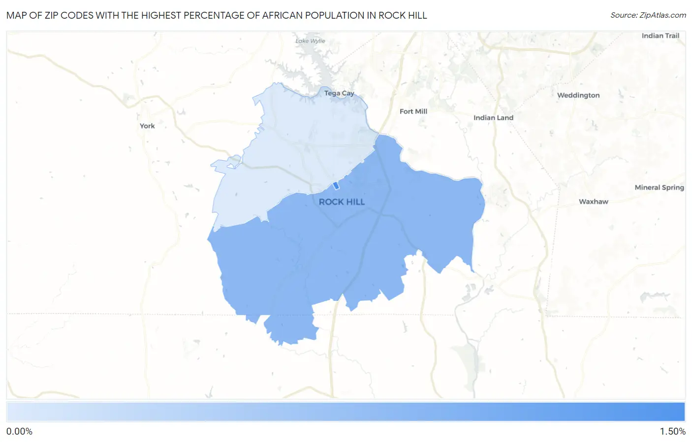 Zip Codes with the Highest Percentage of African Population in Rock Hill Map