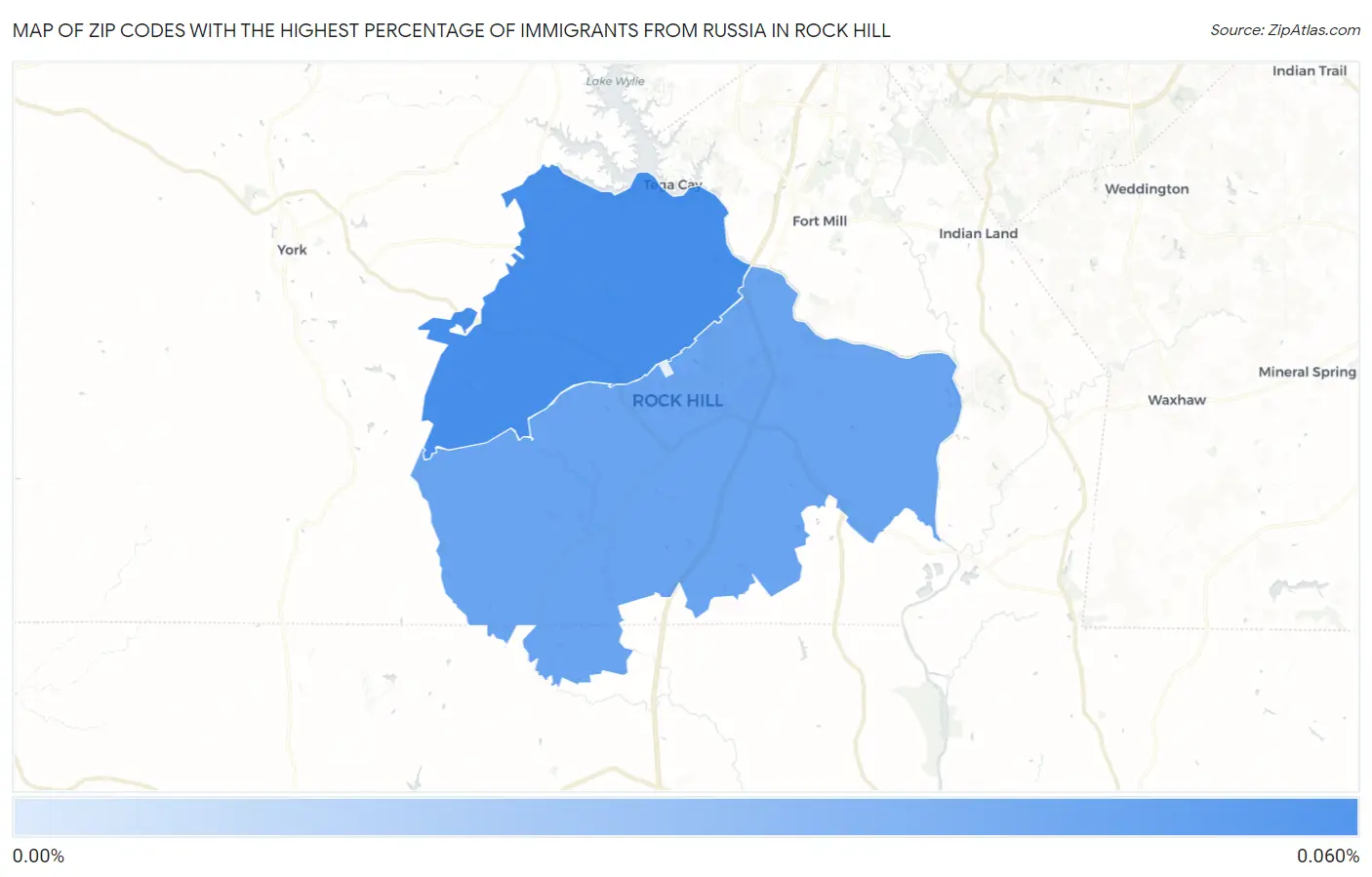 Zip Codes with the Highest Percentage of Immigrants from Russia in Rock Hill Map