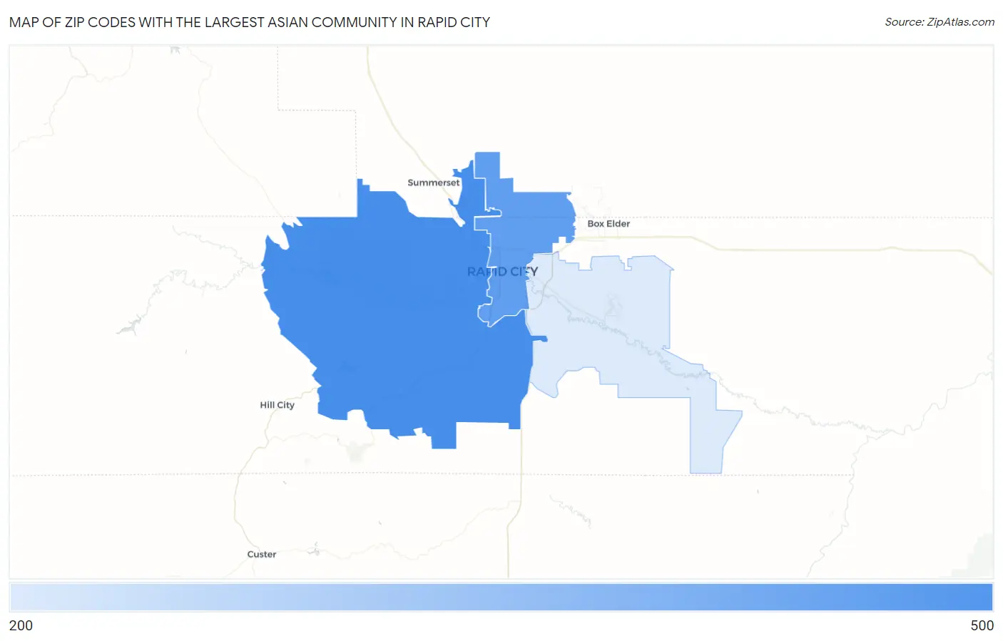 Zip Codes with the Largest Asian Community in Rapid City Map