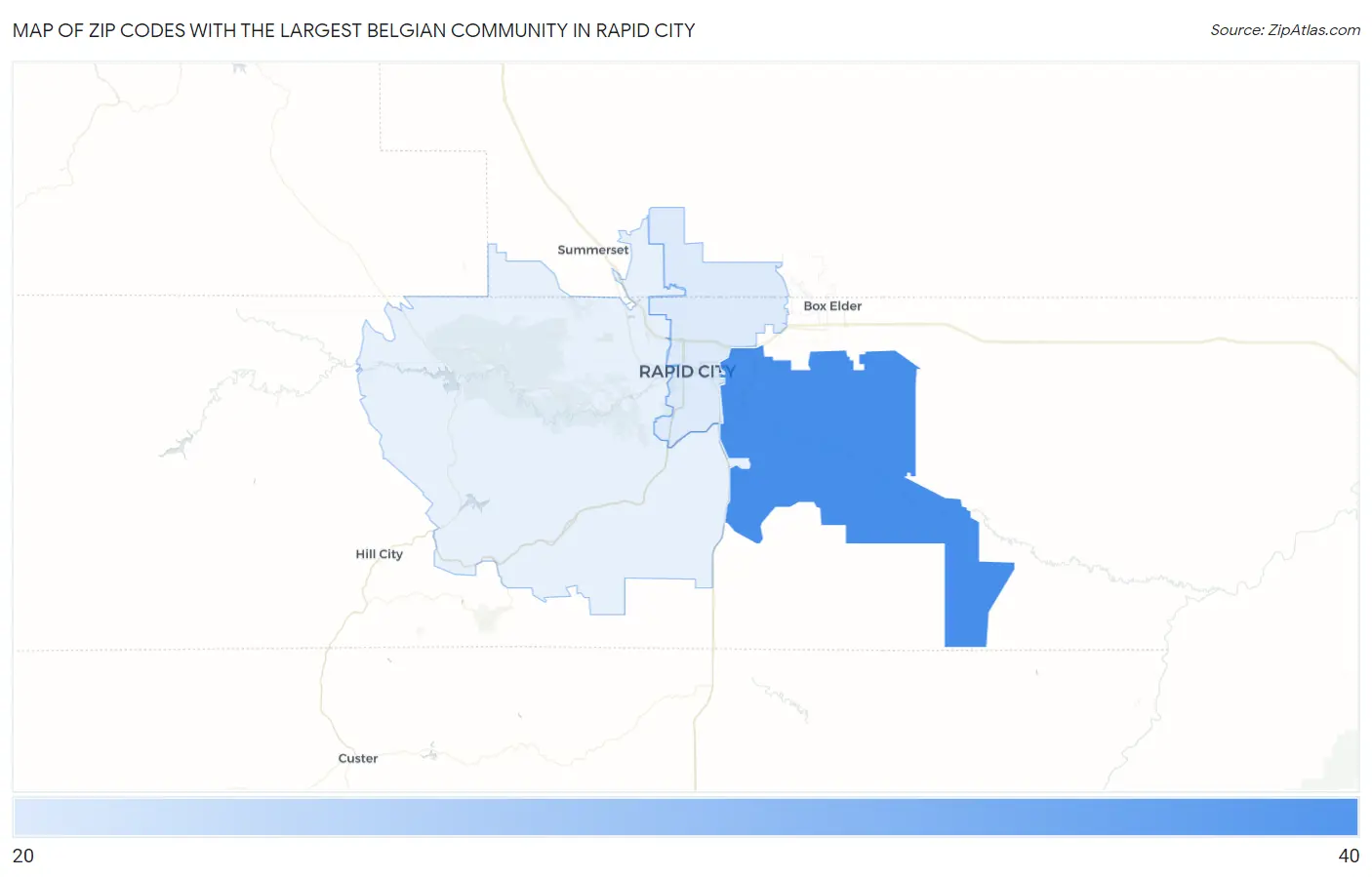 Zip Codes with the Largest Belgian Community in Rapid City Map