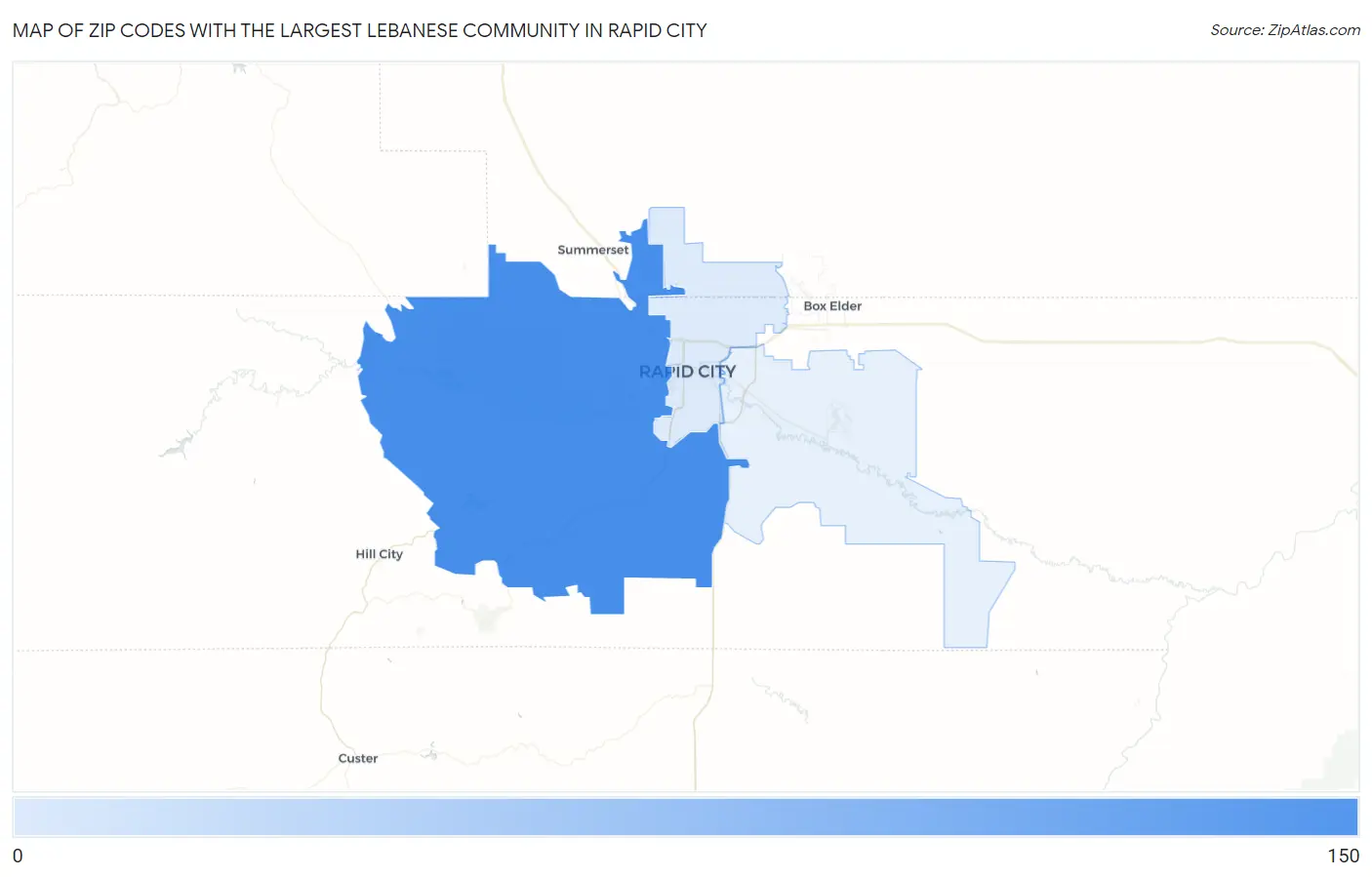 Zip Codes with the Largest Lebanese Community in Rapid City Map