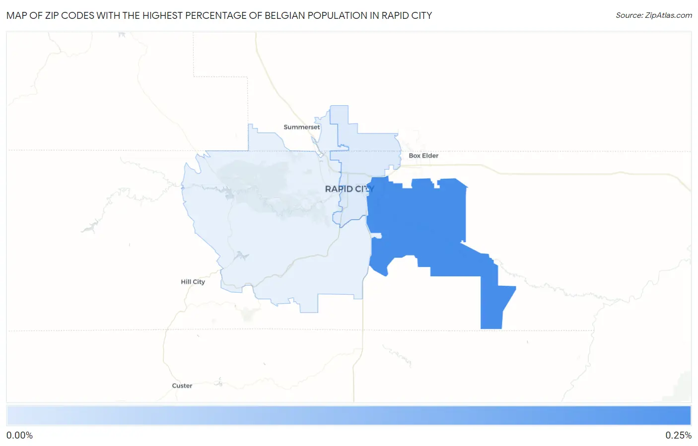 Zip Codes with the Highest Percentage of Belgian Population in Rapid City Map