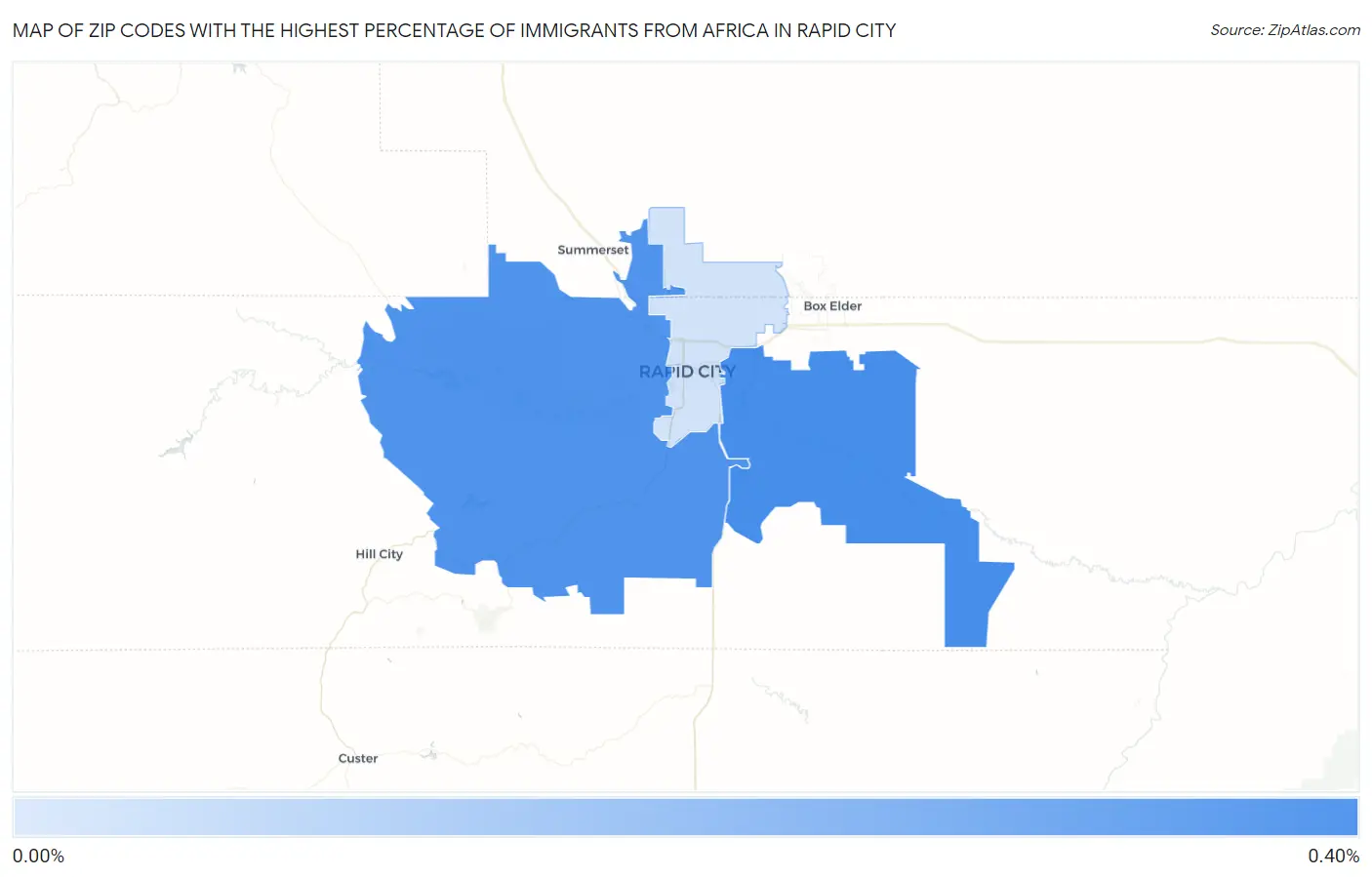 Zip Codes with the Highest Percentage of Immigrants from Africa in Rapid City Map
