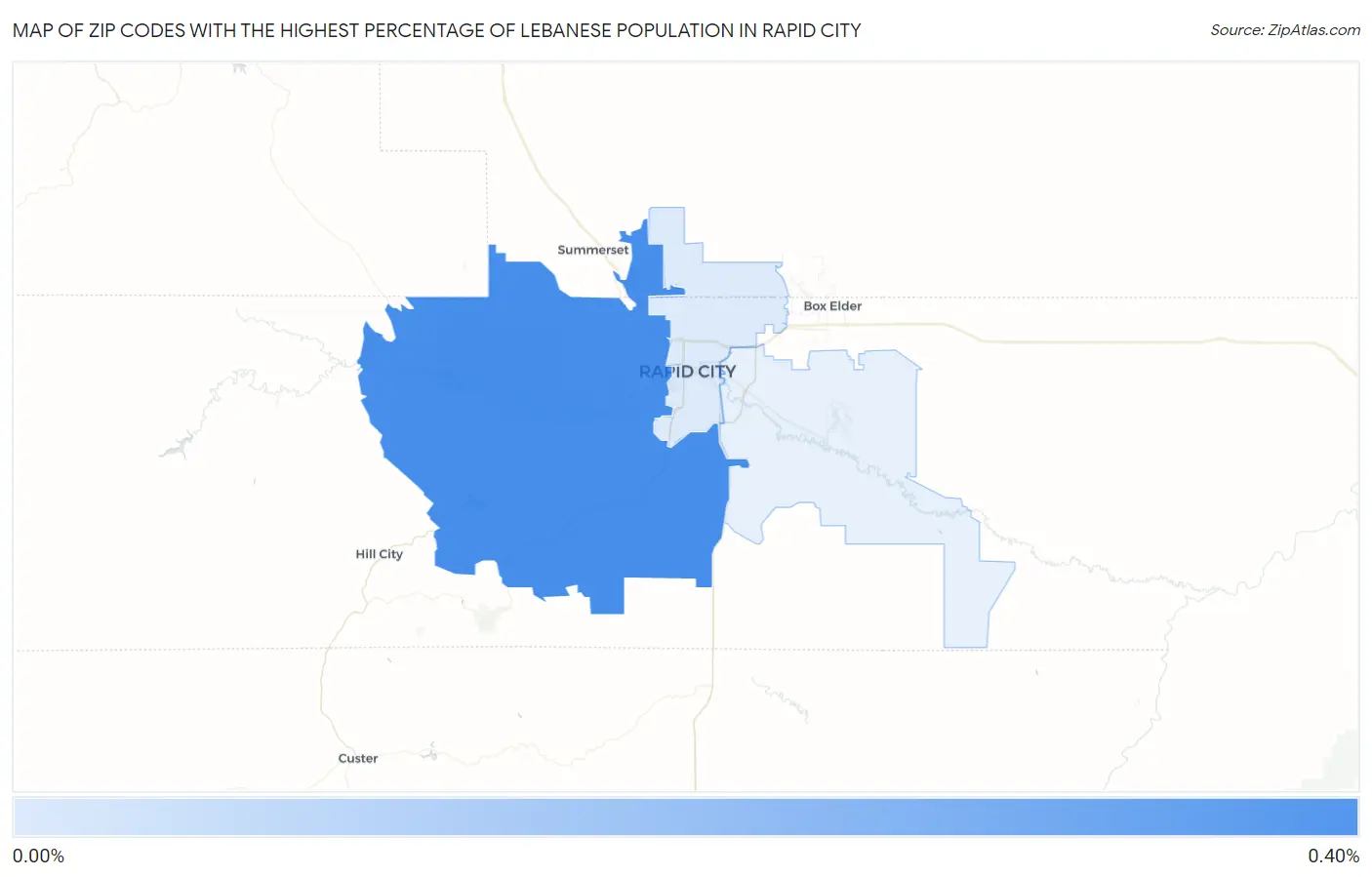 Zip Codes with the Highest Percentage of Lebanese Population in Rapid City Map