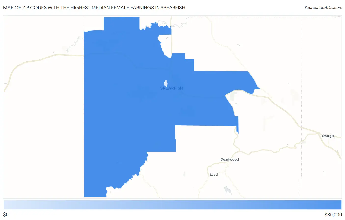 Zip Codes with the Highest Median Female Earnings in Spearfish Map