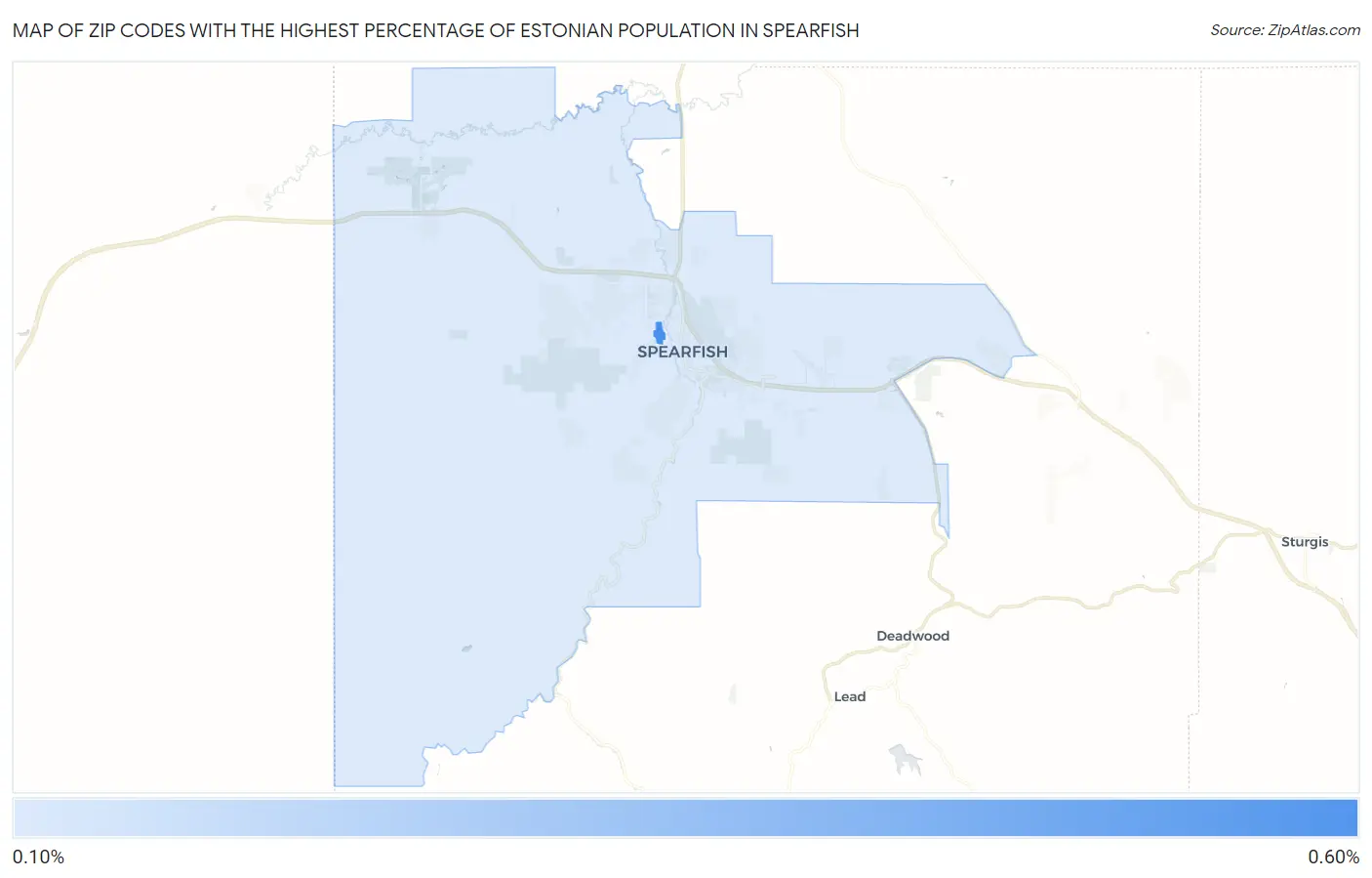 Zip Codes with the Highest Percentage of Estonian Population in Spearfish Map