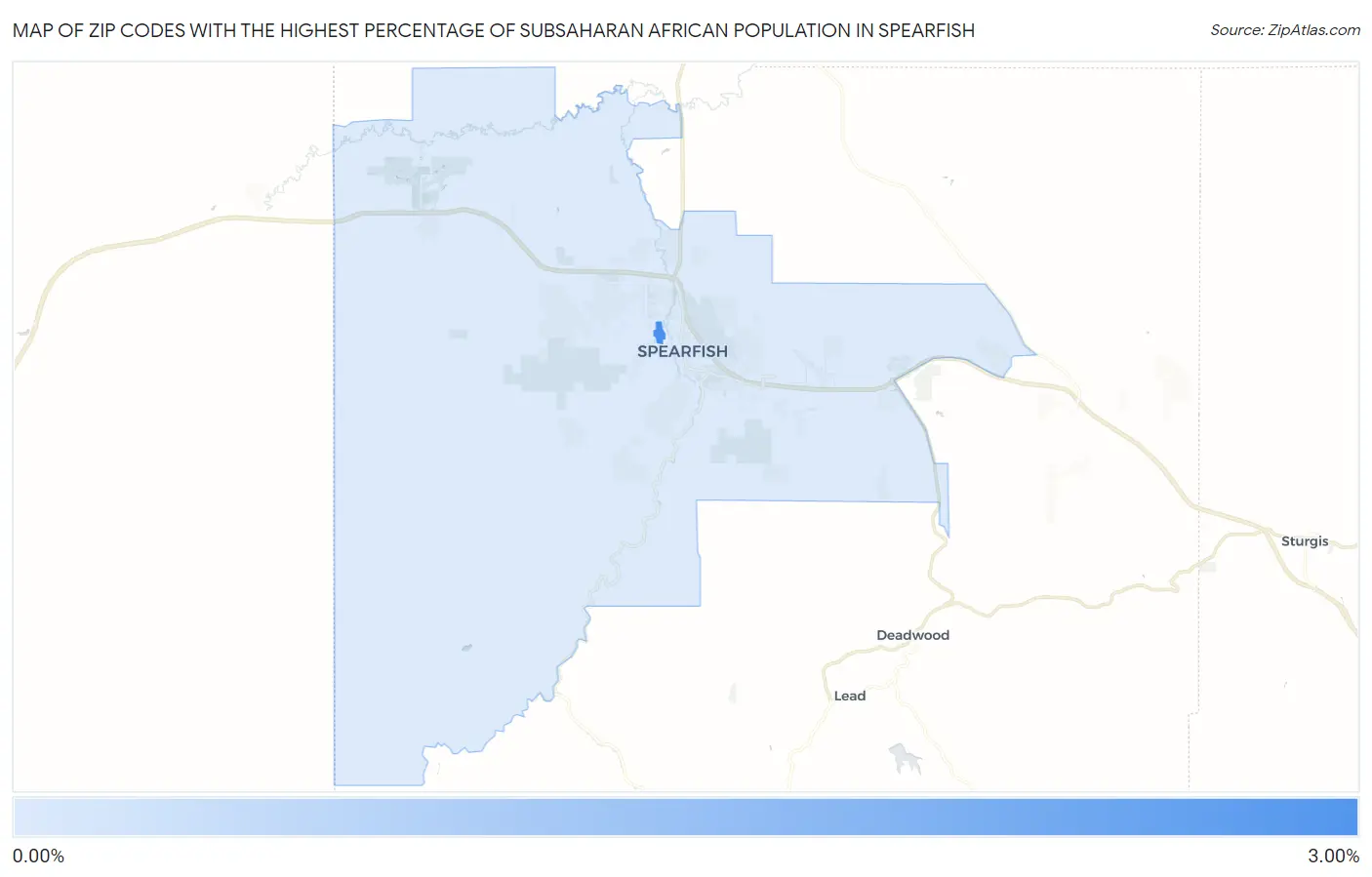 Zip Codes with the Highest Percentage of Subsaharan African Population in Spearfish Map