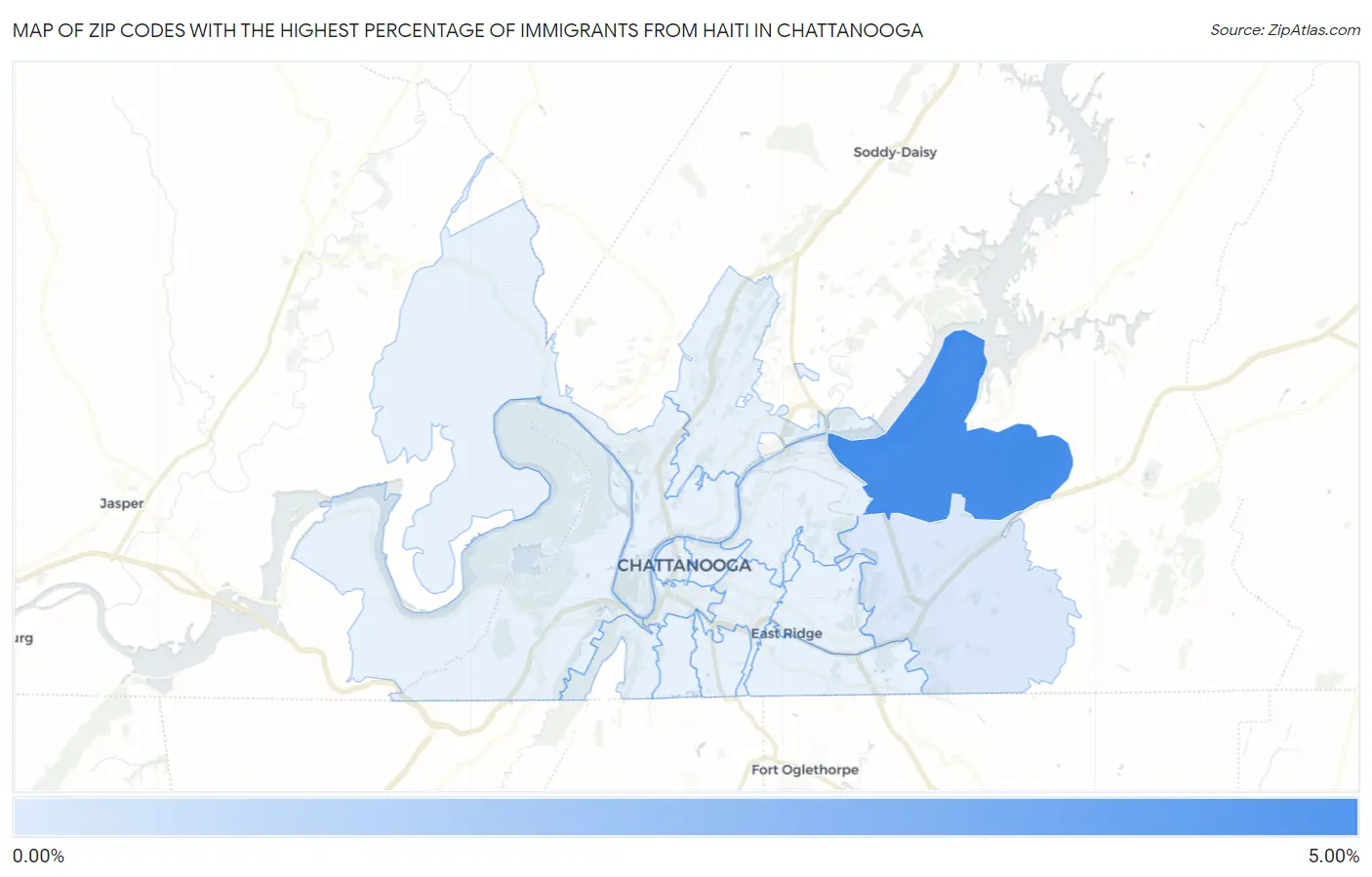 Zip Codes with the Highest Percentage of Immigrants from Haiti in Chattanooga Map