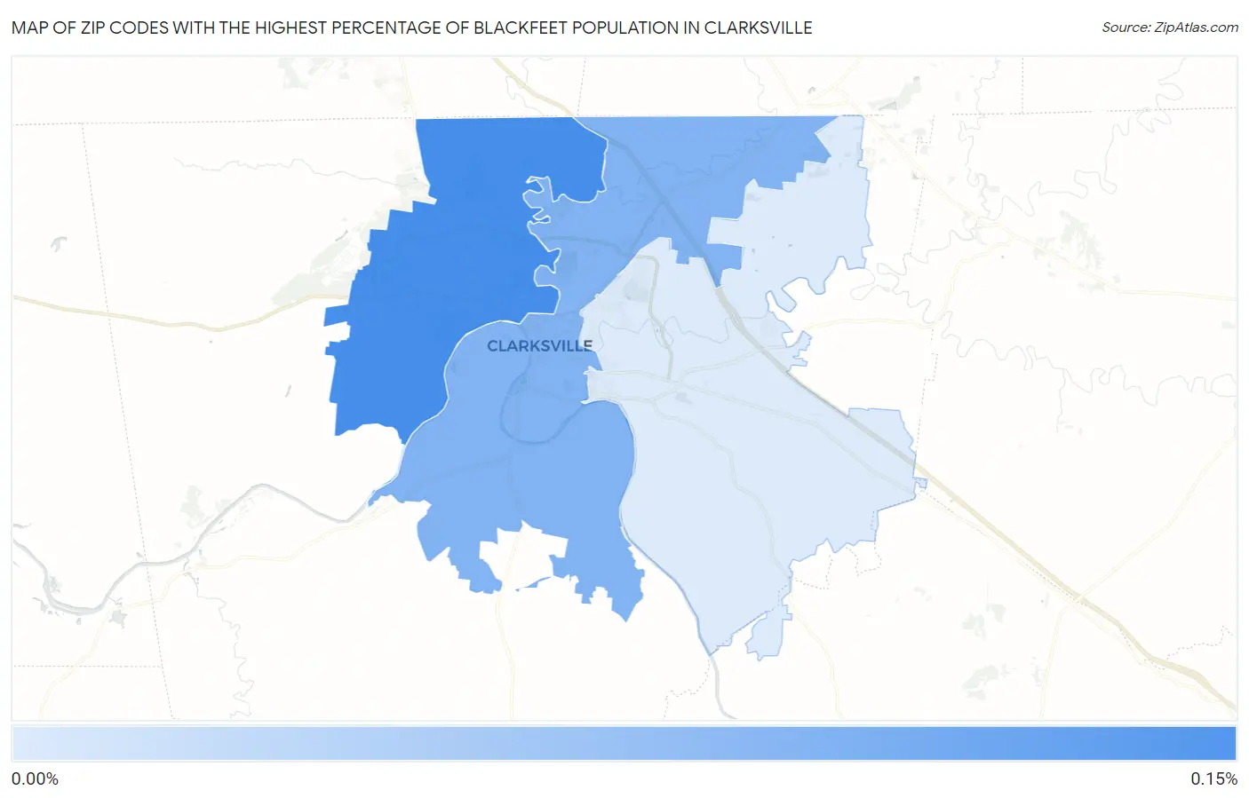 Zip Codes with the Highest Percentage of Blackfeet Population in Clarksville Map