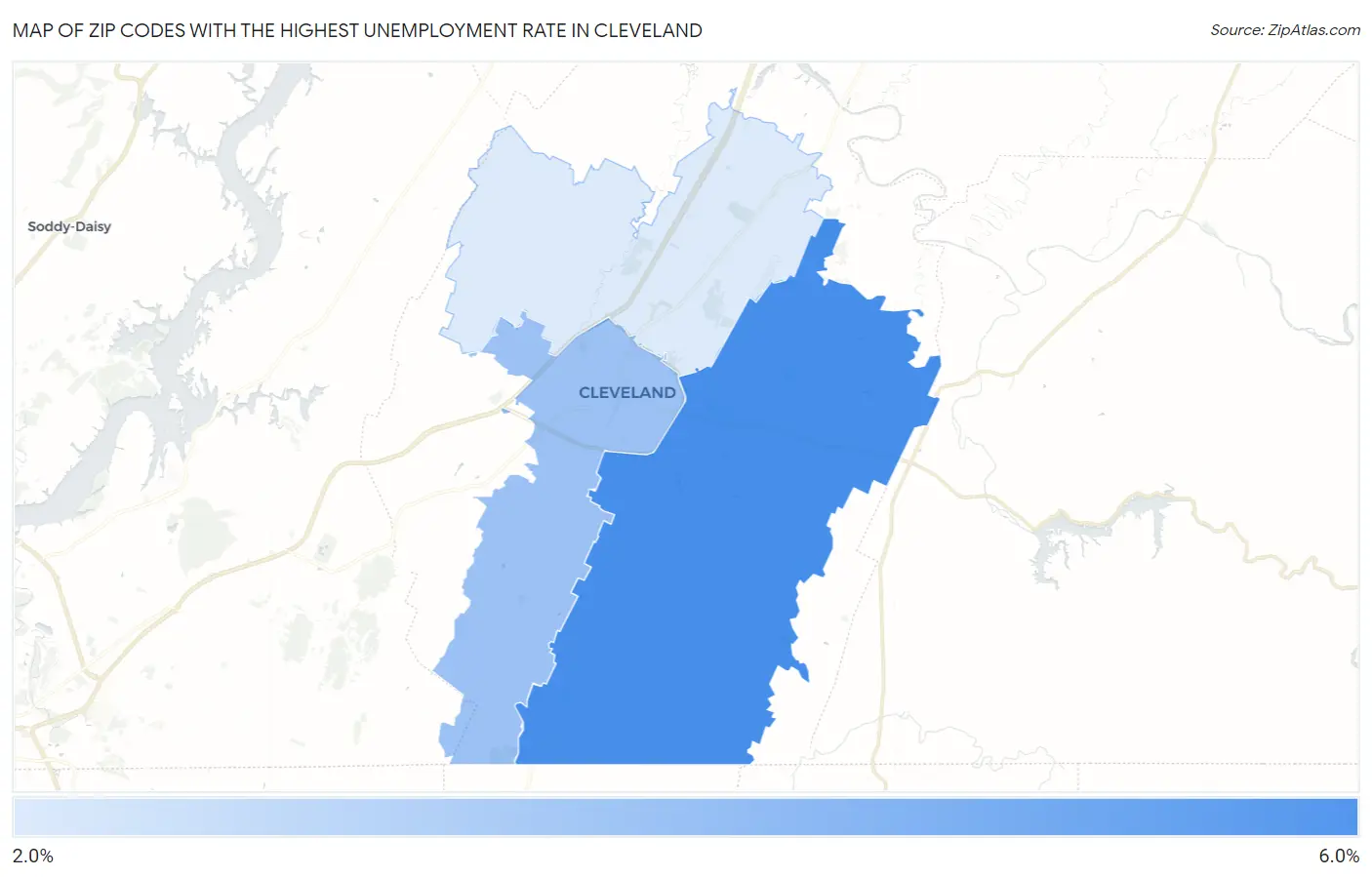 Zip Codes with the Highest Unemployment Rate in Cleveland Map