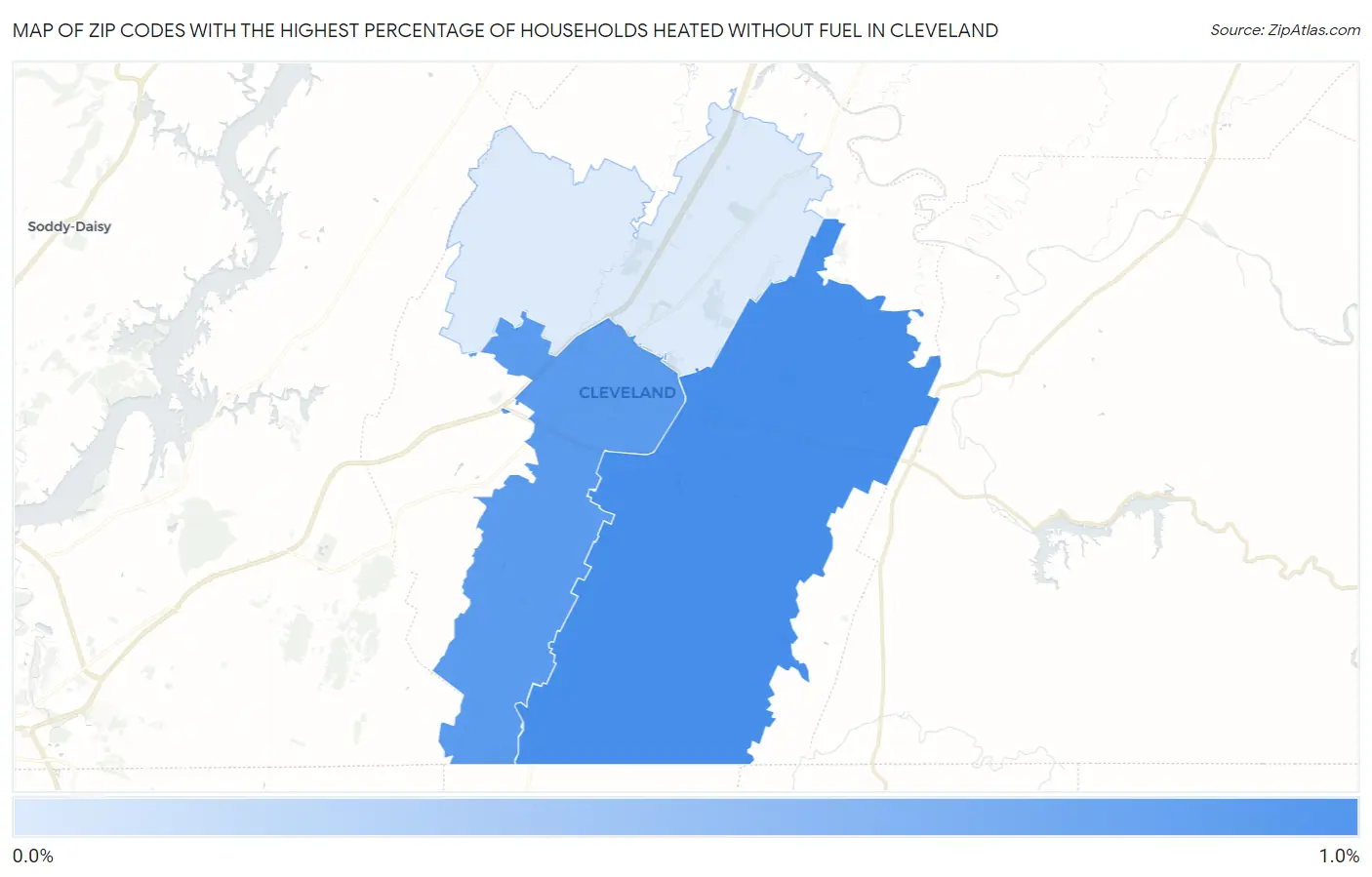 Zip Codes with the Highest Percentage of Households Heated without Fuel in Cleveland Map