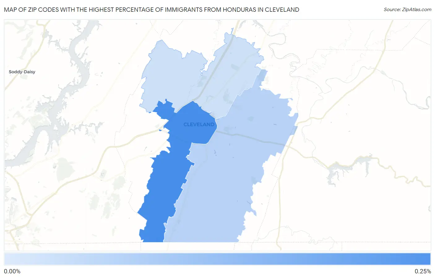 Zip Codes with the Highest Percentage of Immigrants from Honduras in Cleveland Map