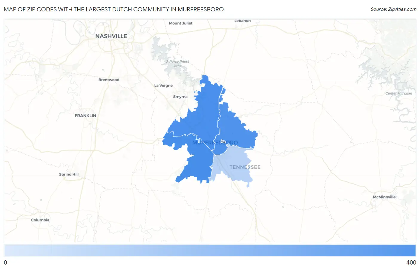 Zip Codes with the Largest Dutch Community in Murfreesboro Map