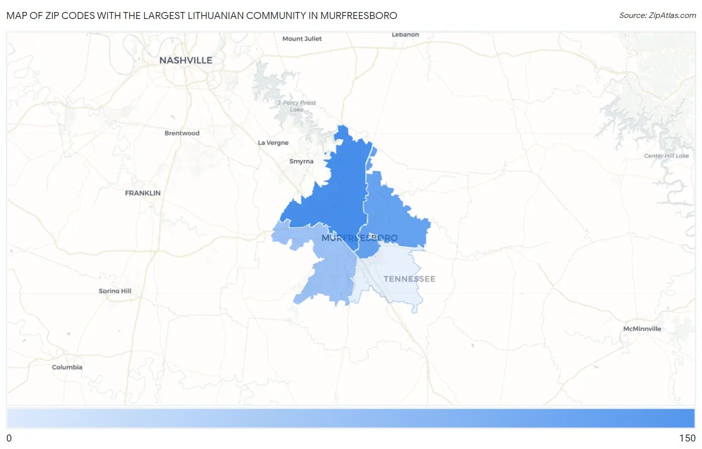 Zip Codes with the Largest Lithuanian Community in Murfreesboro Map