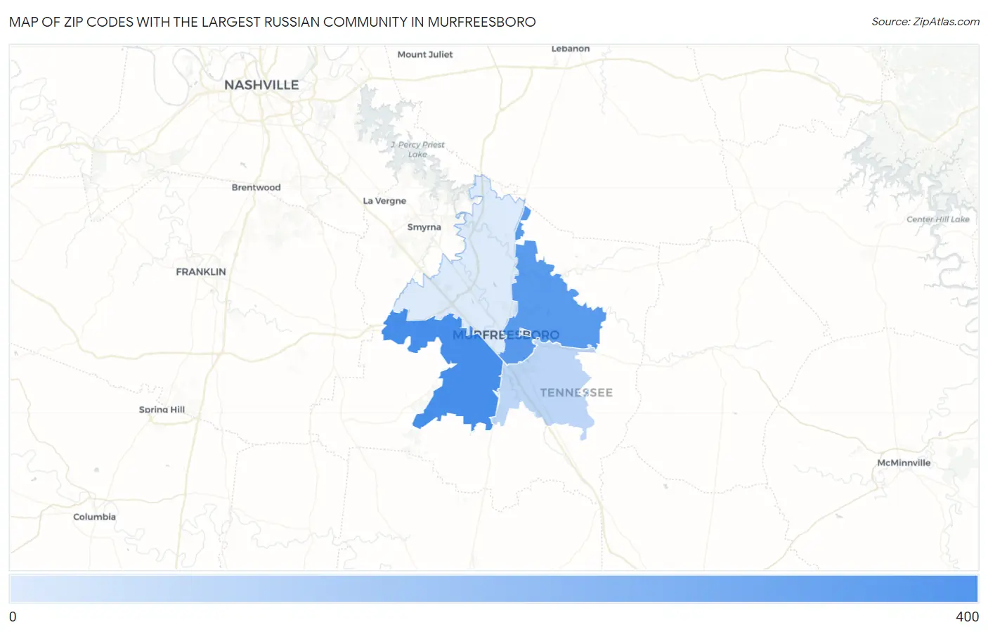 Zip Codes with the Largest Russian Community in Murfreesboro Map