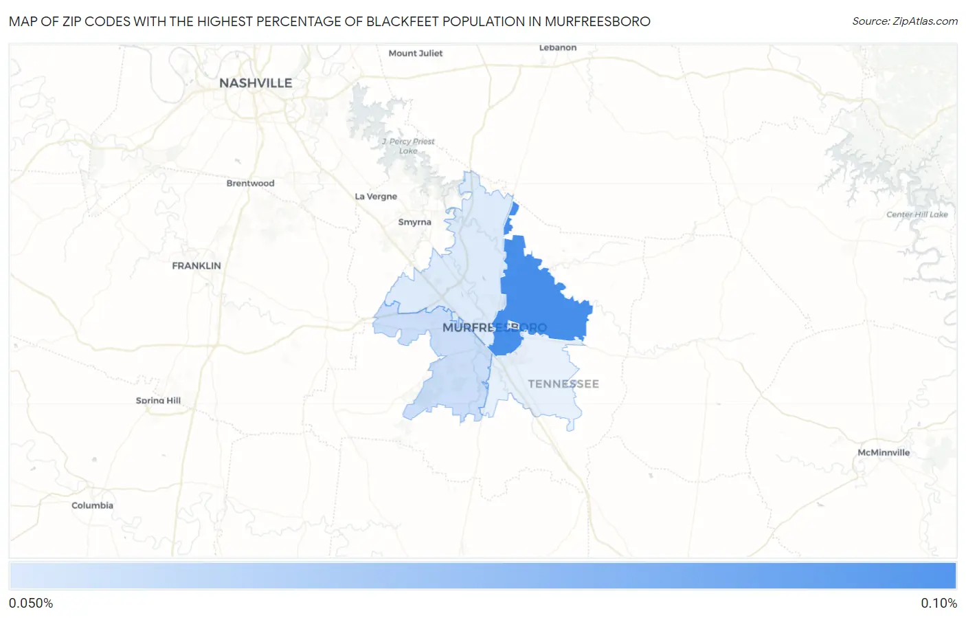 Zip Codes with the Highest Percentage of Blackfeet Population in Murfreesboro Map