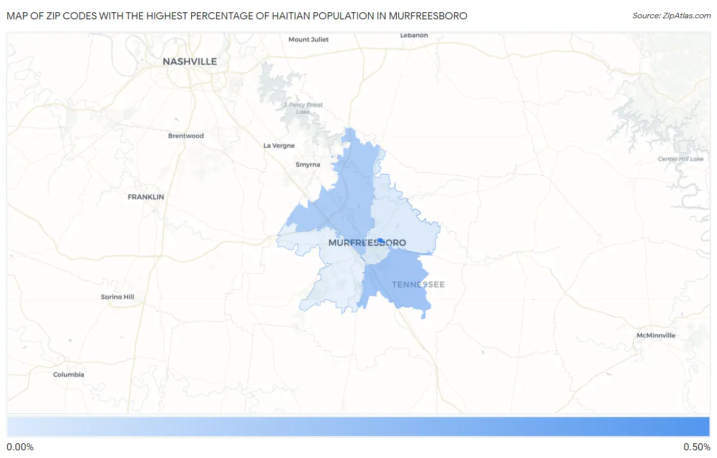 Zip Codes with the Highest Percentage of Haitian Population in Murfreesboro Map