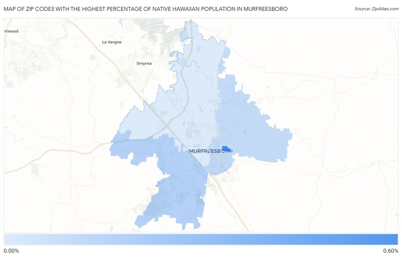 Zip Codes with the Highest Percentage of Native Hawaiian Population in Murfreesboro Map