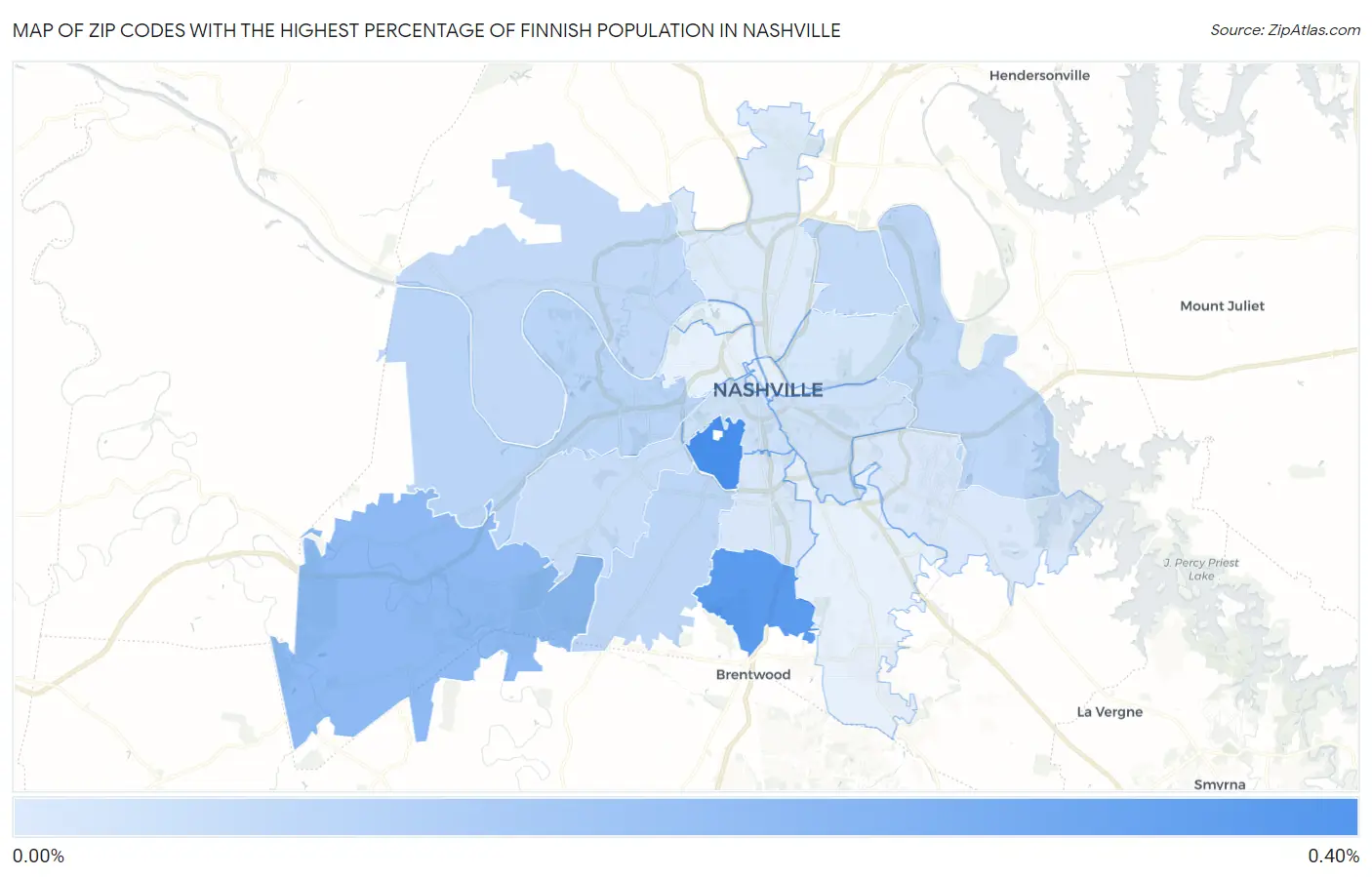 Zip Codes with the Highest Percentage of Finnish Population in Nashville Map
