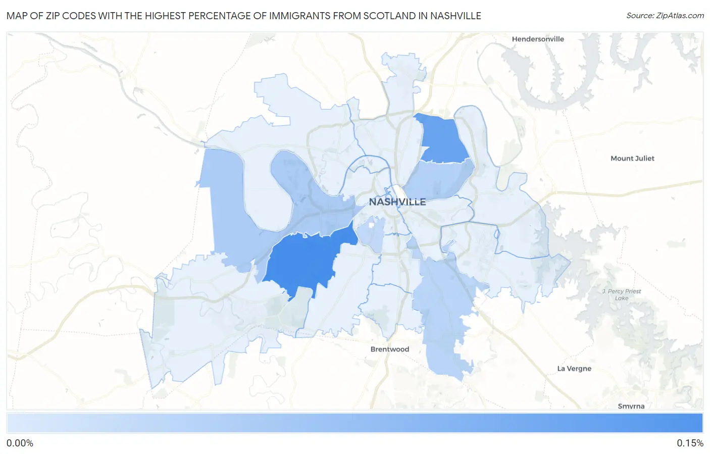 Zip Codes with the Highest Percentage of Immigrants from Scotland in Nashville Map