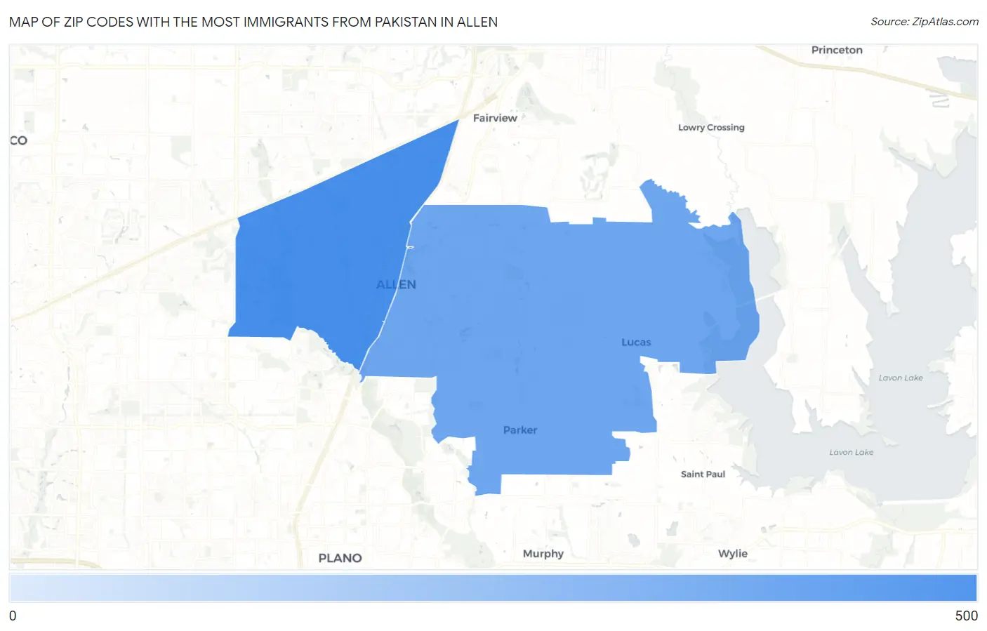 Zip Codes with the Most Immigrants from Pakistan in Allen Map