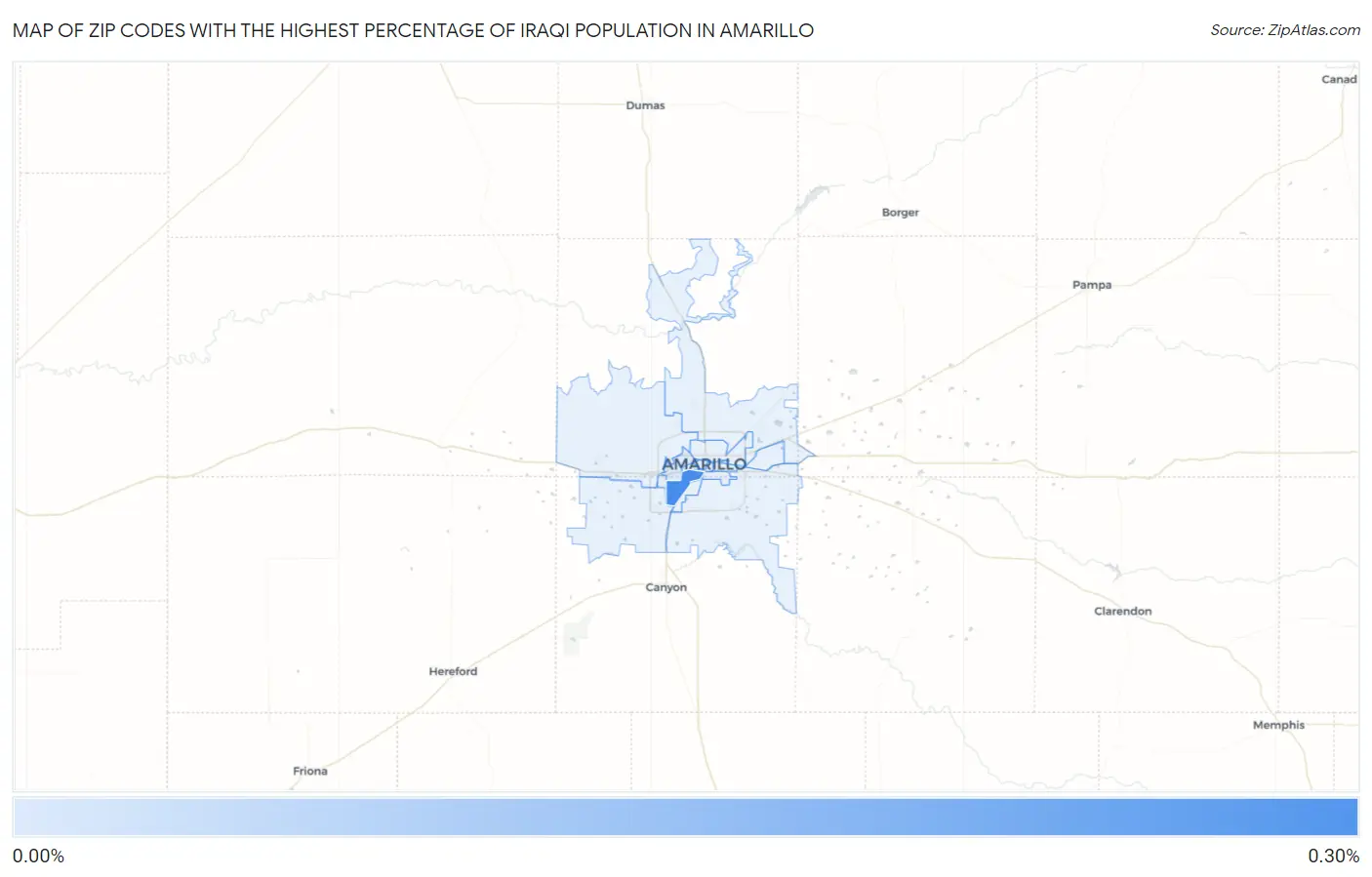 Zip Codes with the Highest Percentage of Iraqi Population in Amarillo Map