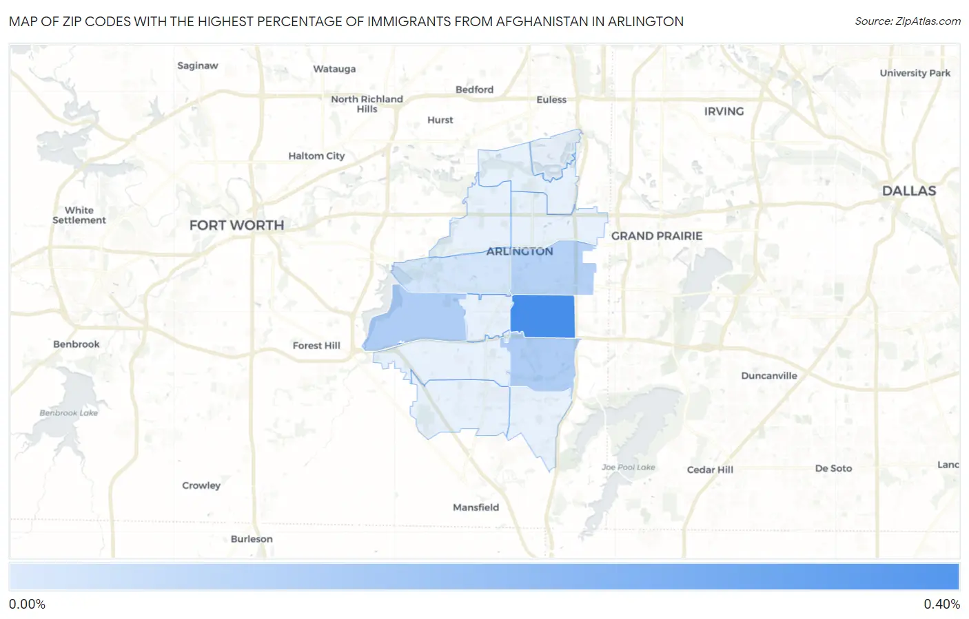 Zip Codes with the Highest Percentage of Immigrants from Afghanistan in Arlington Map