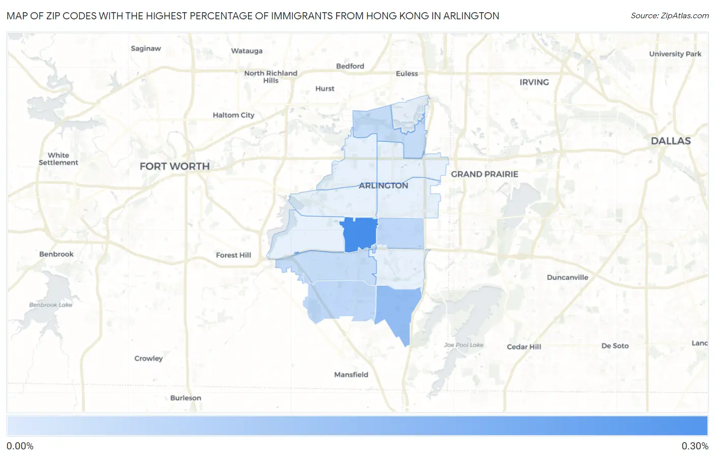 Zip Codes with the Highest Percentage of Immigrants from Hong Kong in Arlington Map
