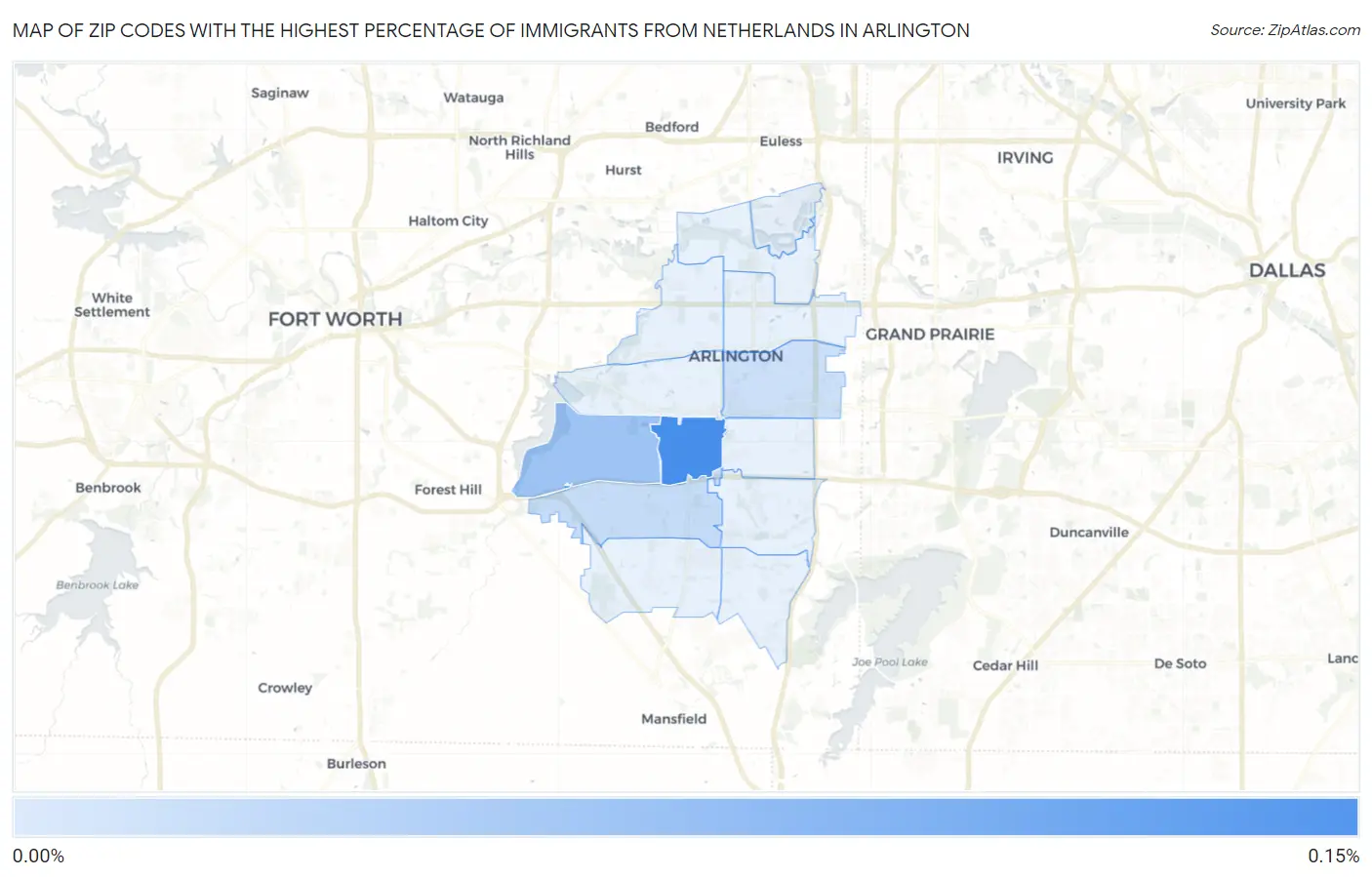 Zip Codes with the Highest Percentage of Immigrants from Netherlands in Arlington Map