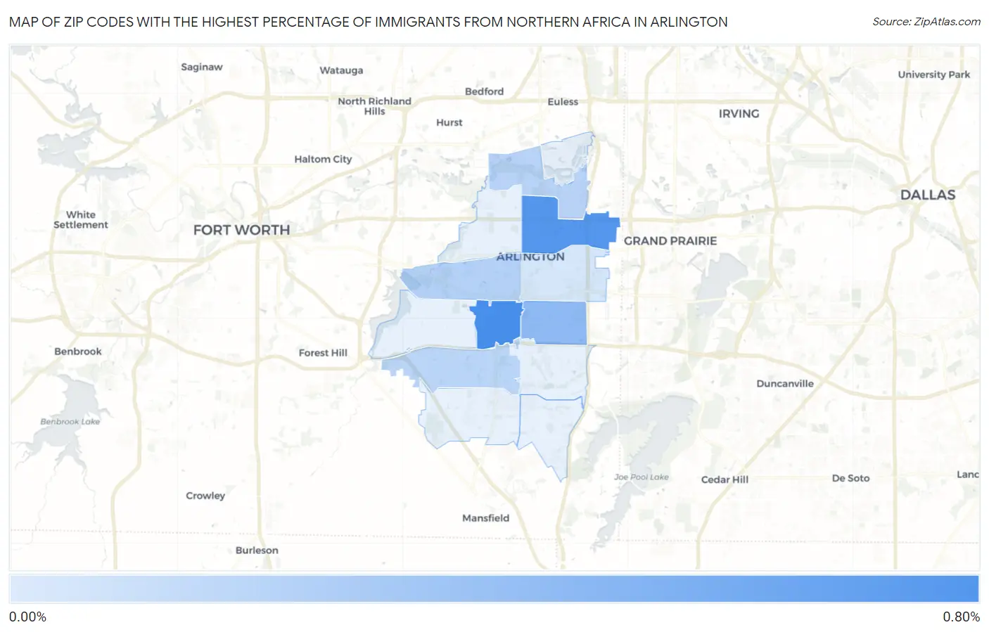 Zip Codes with the Highest Percentage of Immigrants from Northern Africa in Arlington Map