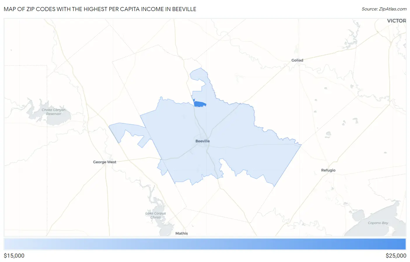 Zip Codes with the Highest Per Capita Income in Beeville Map