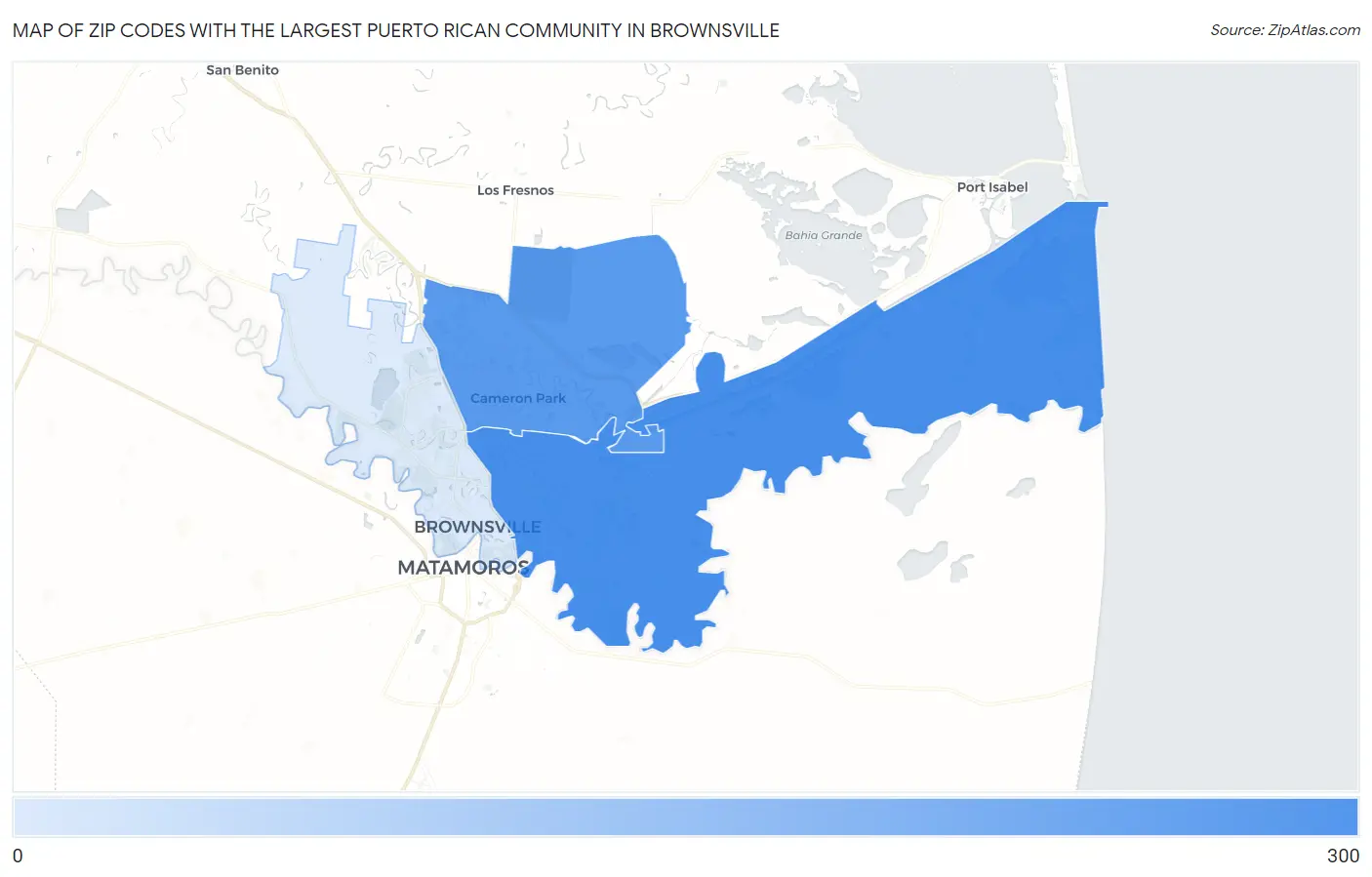 Zip Codes with the Largest Puerto Rican Community in Brownsville Map
