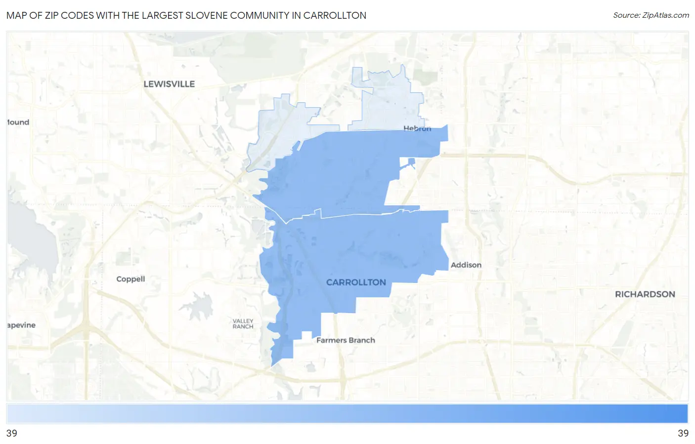 Zip Codes with the Largest Slovene Community in Carrollton Map