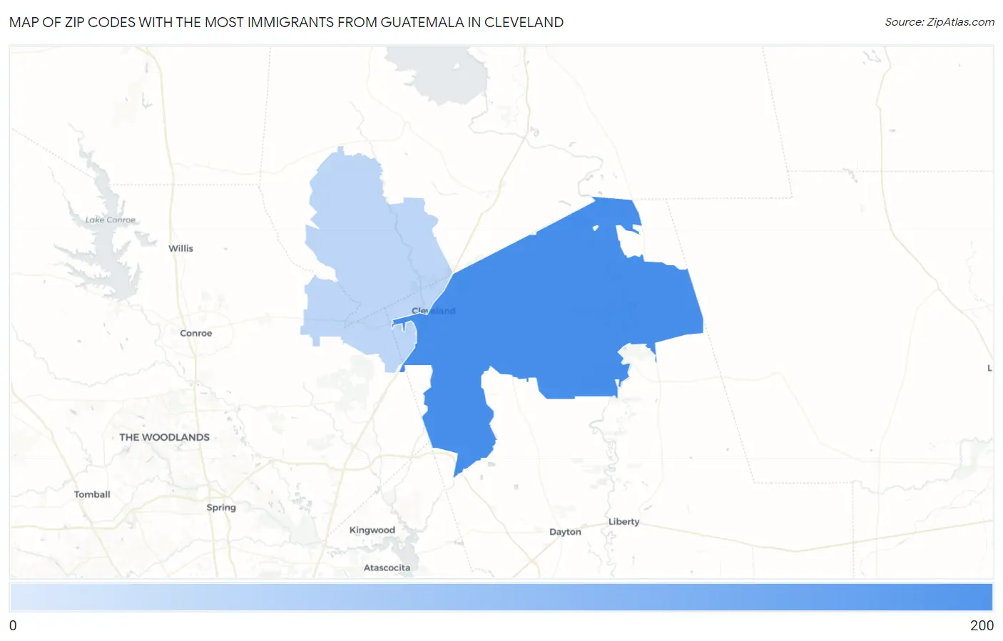 Zip Codes with the Most Immigrants from Guatemala in Cleveland Map