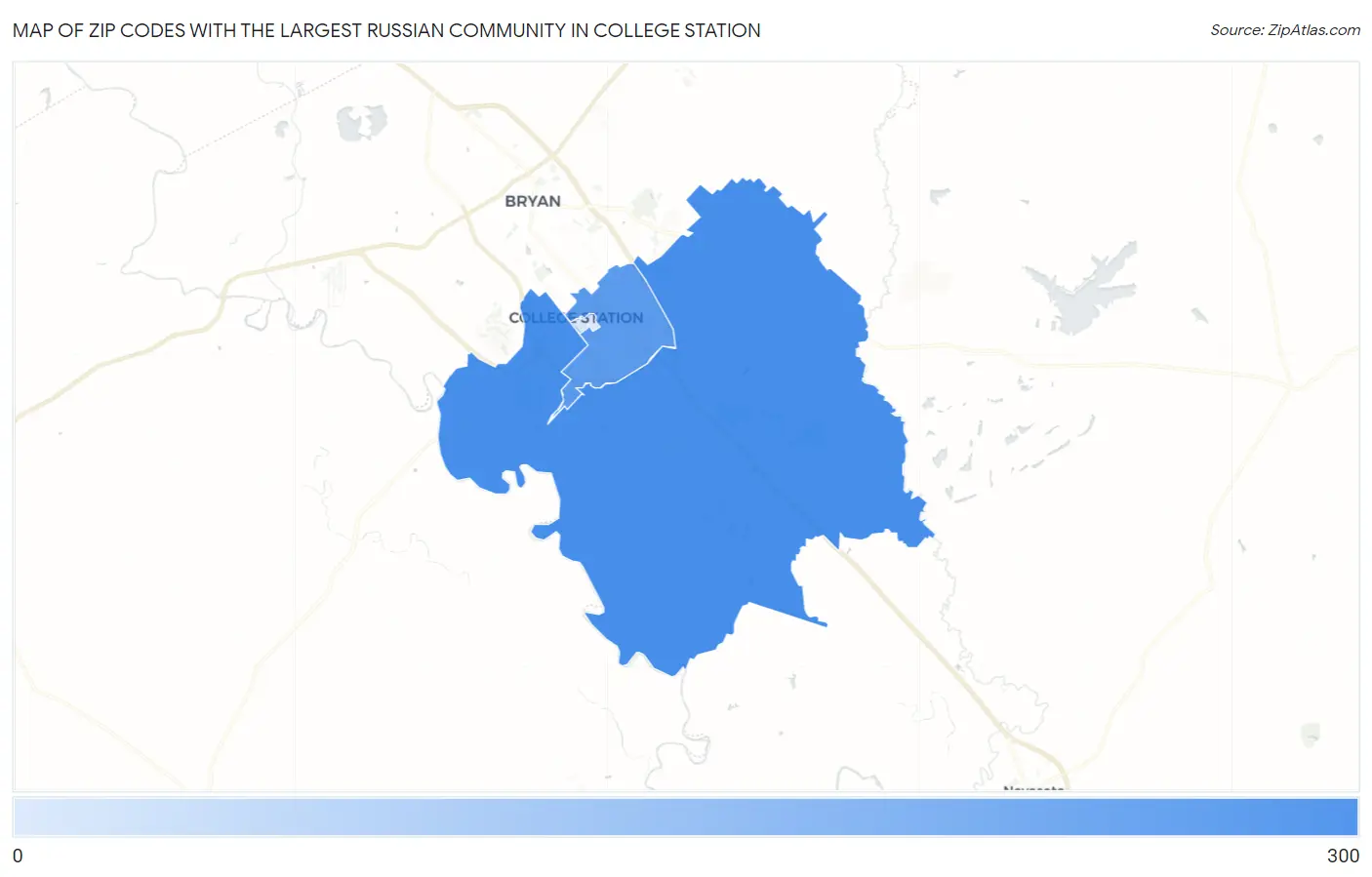 Zip Codes with the Largest Russian Community in College Station Map