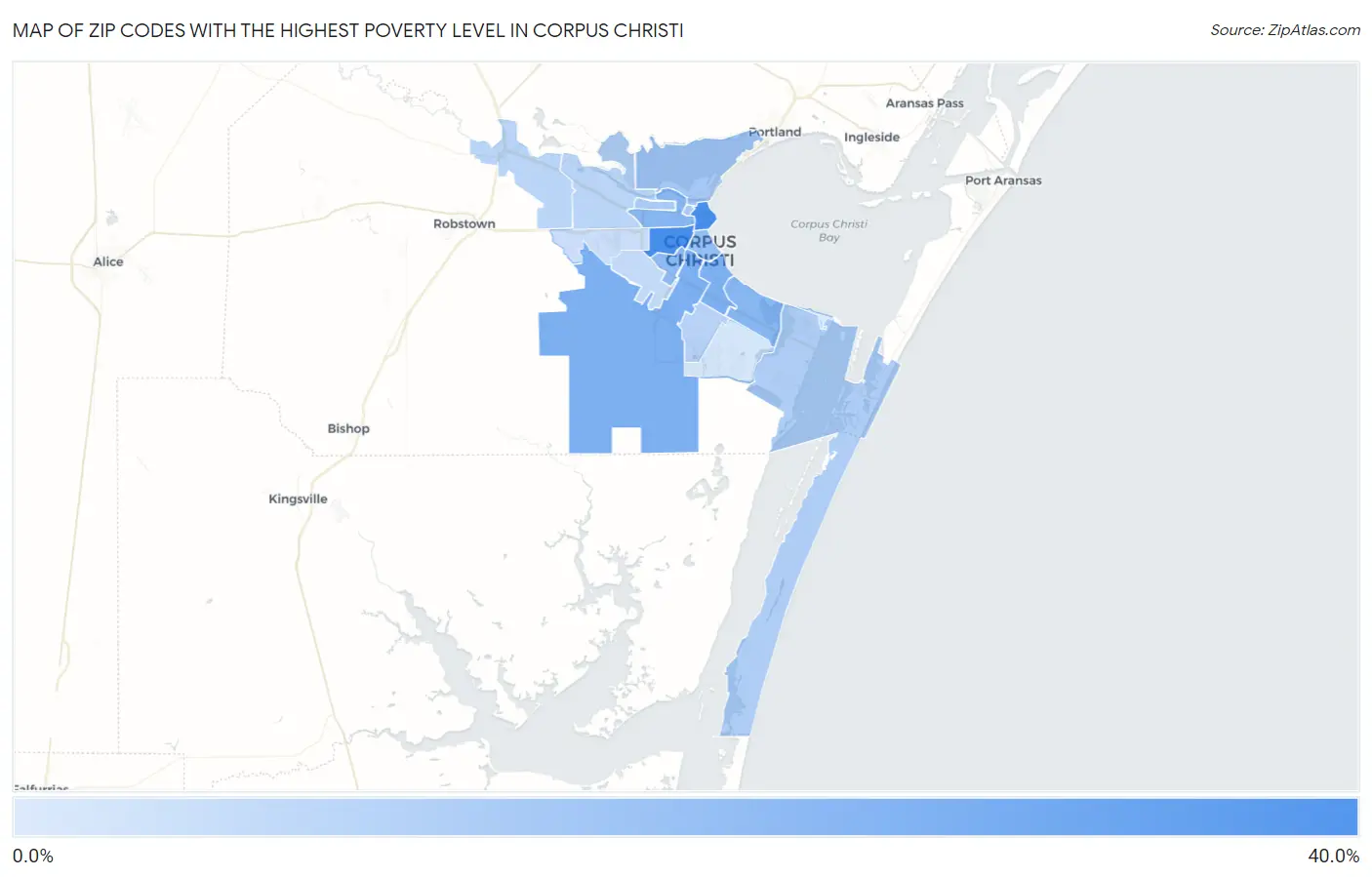 Zip Codes with the Highest Poverty Level in Corpus Christi Map