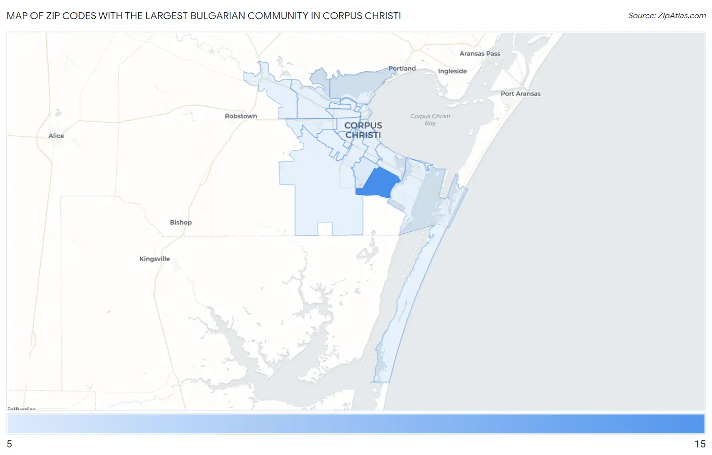 Zip Codes with the Largest Bulgarian Community in Corpus Christi Map