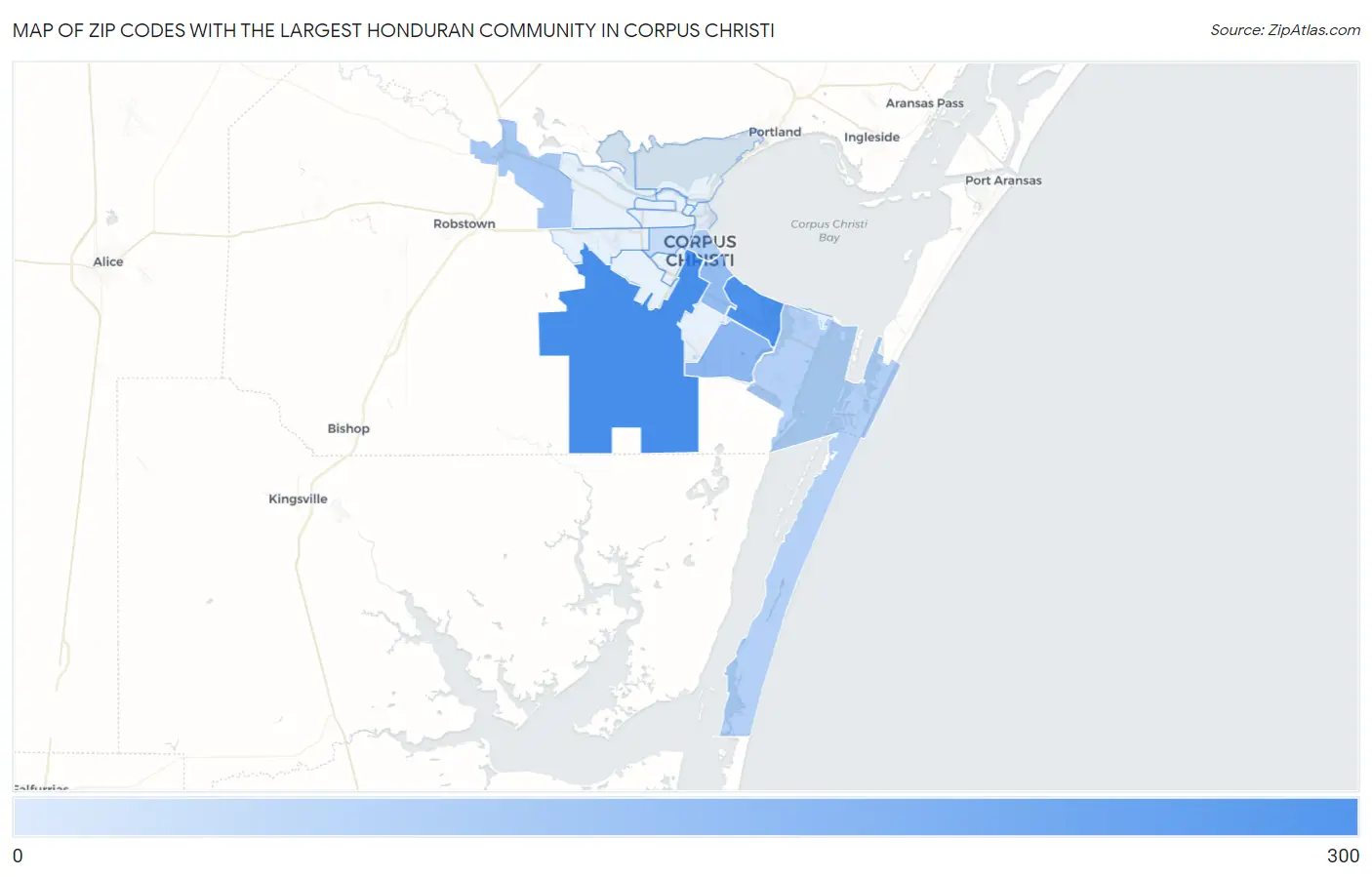 Zip Codes with the Largest Honduran Community in Corpus Christi Map